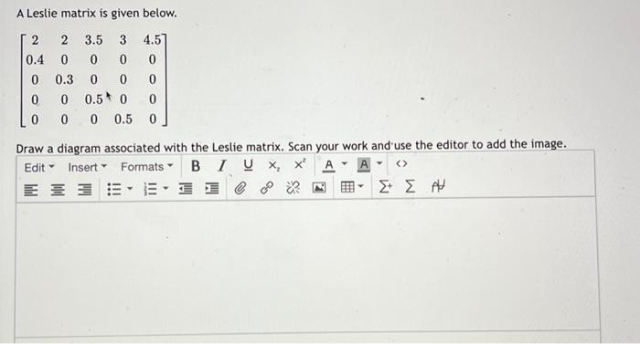 Solved A Leslie matrix is given below. | Chegg.com