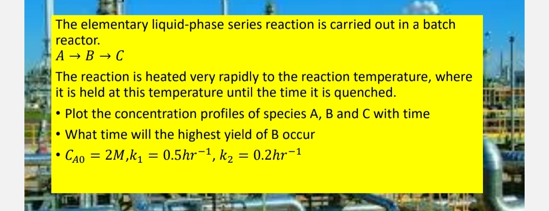 Solved The Elementary Liquid-phase Series Reaction Is | Chegg.com