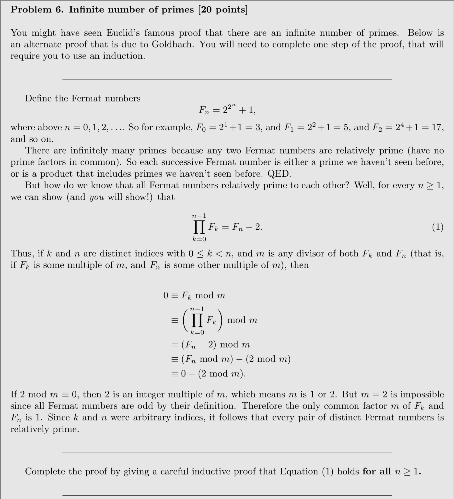 Solved Problem 6. ﻿Infinite number of primes [20 ﻿points]You | Chegg.com