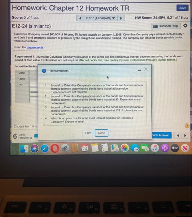 Solved Save Homework: Chapter 12 Homework TR Score: 0 of 4 | Chegg.com