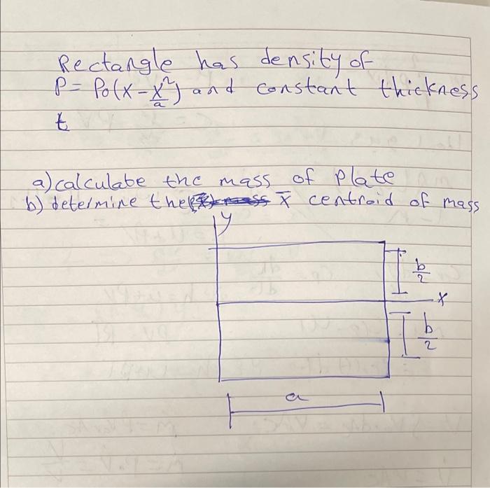 Solved Rectangle has density of P- Po(x-x) and constant | Chegg.com