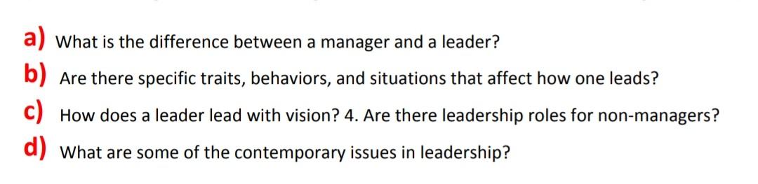 Solved a) What is the difference between a manager and a | Chegg.com