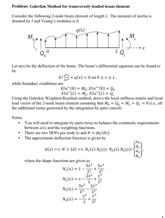 Solved Please use the Finite element method and the Galerkin | Chegg.com