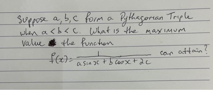 Solved Suppose A,b,c Form A Pythagorian Triple When A | Chegg.com