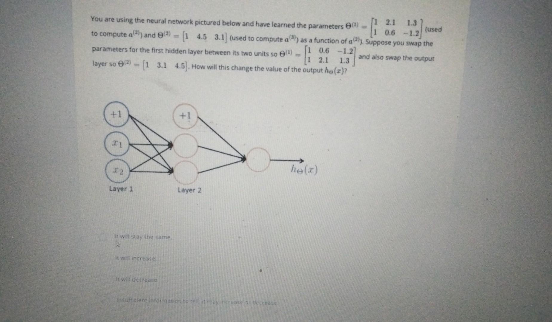 Solved You are using the neural network pictured below and | Chegg.com