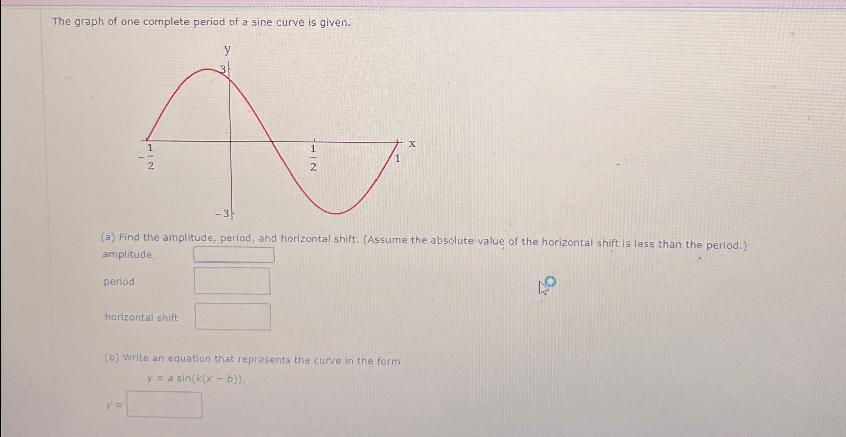 The graph of one complete period of a sine curve is | Chegg.com