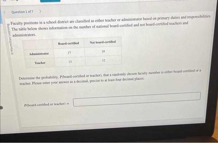 Solved Faculty Positions In A School District Are Classified | Chegg.com