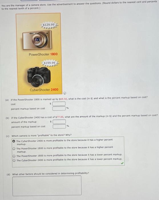 Solved You are the manager of a camera store. Use the | Chegg.com