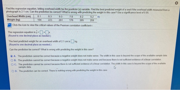 Solved O Find The Regression Equation Letting Overhead W Chegg Com