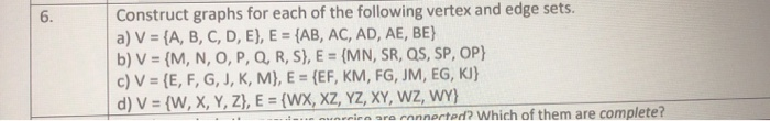 Solved 6 Construct Graphs For Each Of The Following Vert Chegg Com