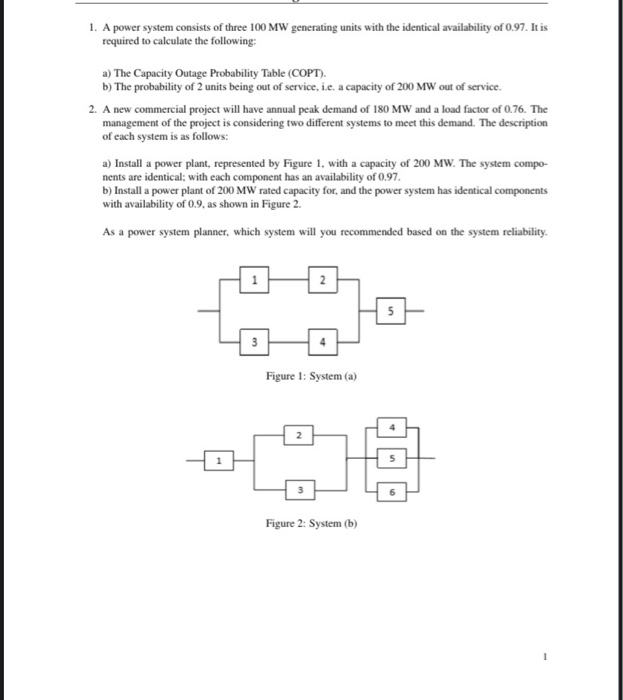 1. A Power System Consists Of Three 100 MW Generating | Chegg.com