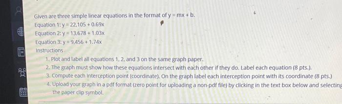 Solved Given are three simple linear equations in the format | Chegg.com