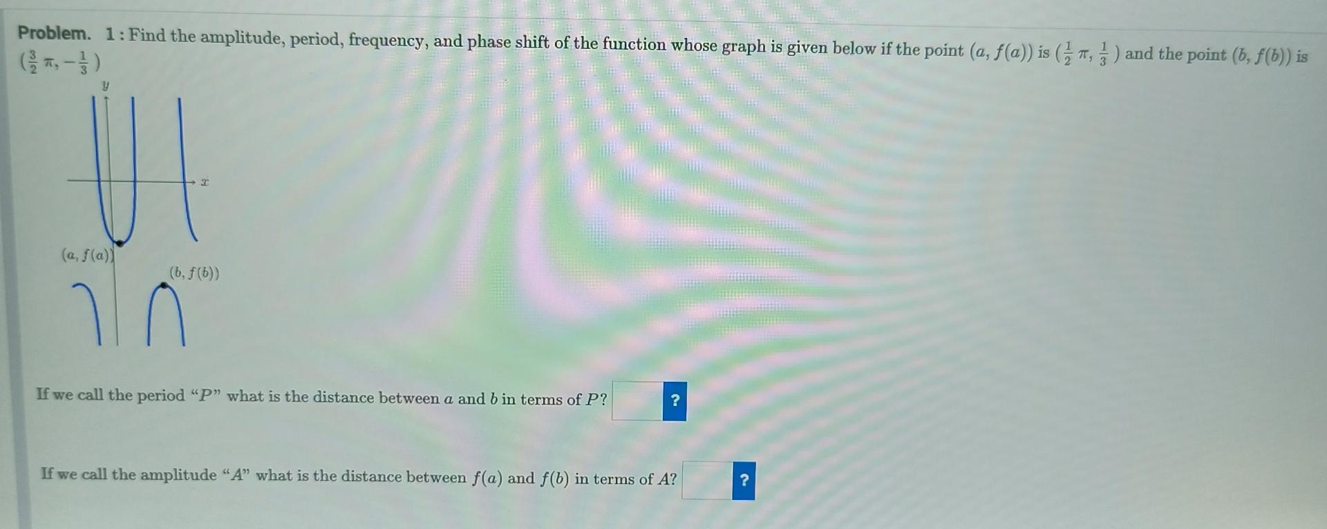 Solved Problem. 1: Find The Amplitude, Period, Frequency, | Chegg.com