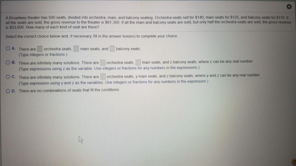 Solved A Broadway Theater Has 500 Seats Divided Into Chegg Com