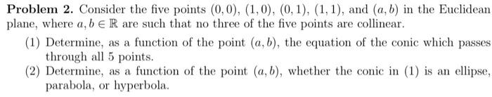 Solved Problem 2. Consider the five points | Chegg.com