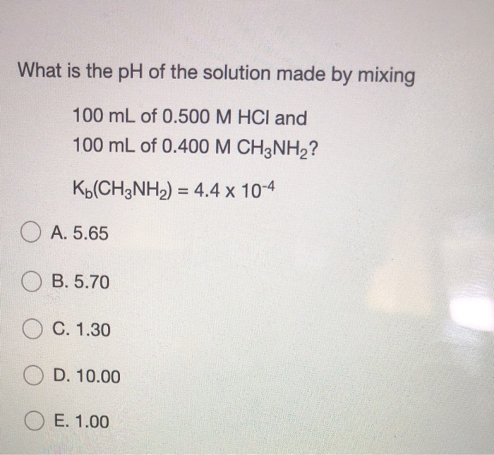 Solved What is the pH of the solution made by mixing 100 mL | Chegg.com