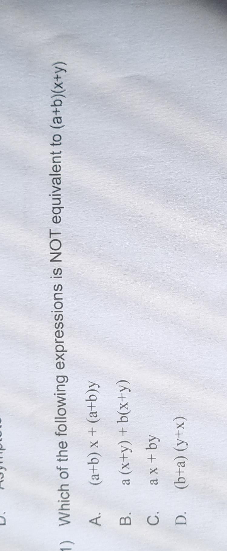 Solved Which of the following expressions is NOT equivalent | Chegg.com