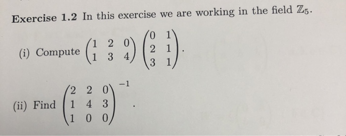 Solved Exercise 1.2 In this exercise we are working in the | Chegg.com