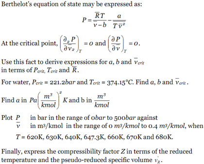 Berthelot's equation of state may be expressed as