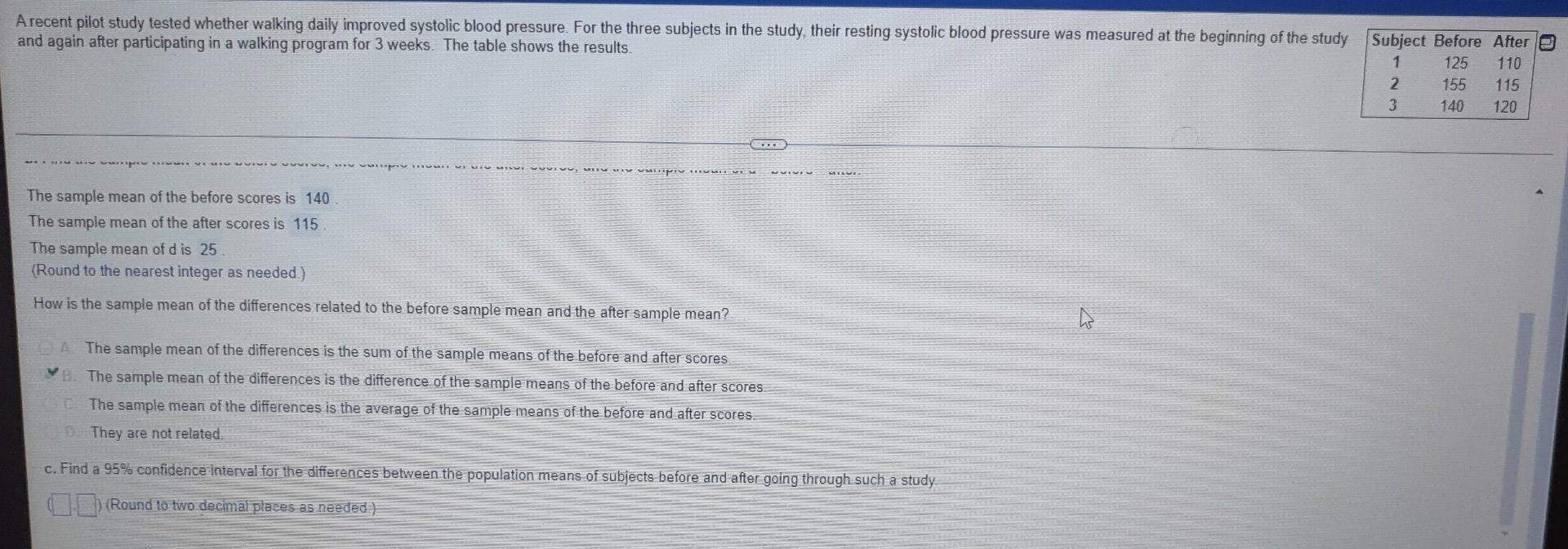 Solved Find a 95% confidence interval for the differences | Chegg.com