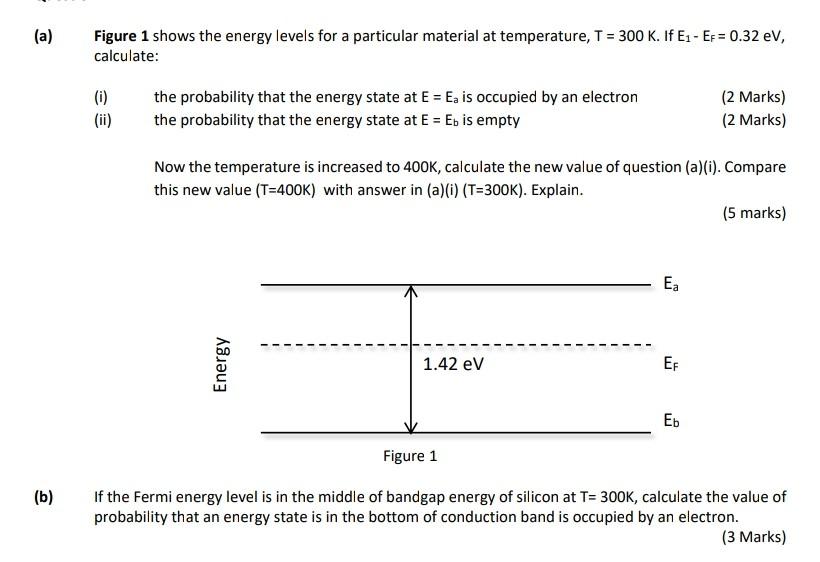 Solved (a) Figure 1 shows the energy levels for a particular | Chegg.com