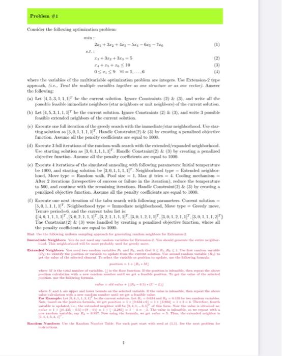 Solved Problem \#1 Considet the following optimization | Chegg.com