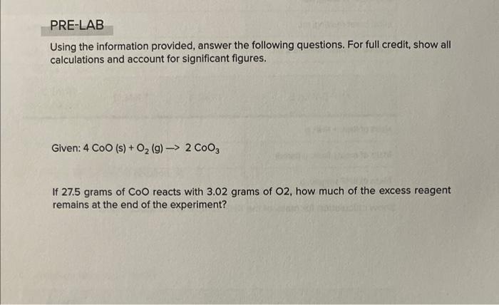 Solved Using the information provided, answer the following | Chegg.com