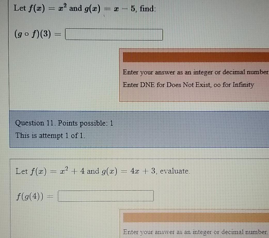 Solved Let f() = and g(+) = 1 – 5, find: (gof)(3) = Enter | Chegg.com