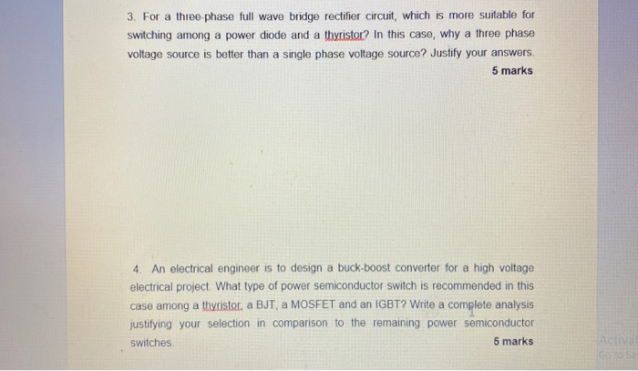 Solved 3. For a three phase full wave bridge rectifier | Chegg.com