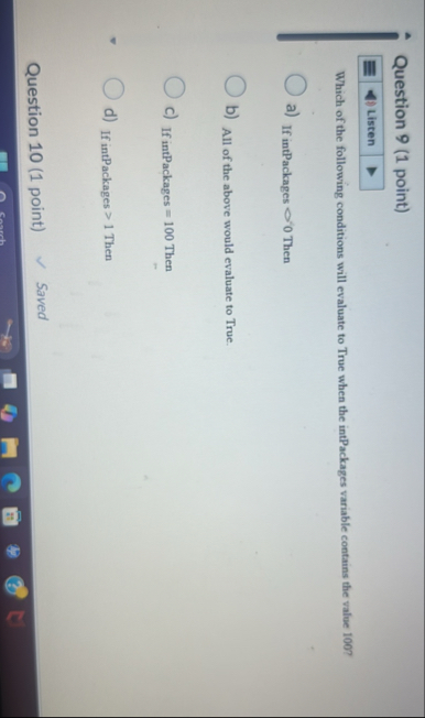 Solved Question 9 (1 ﻿point)ListenWhich of the following | Chegg.com