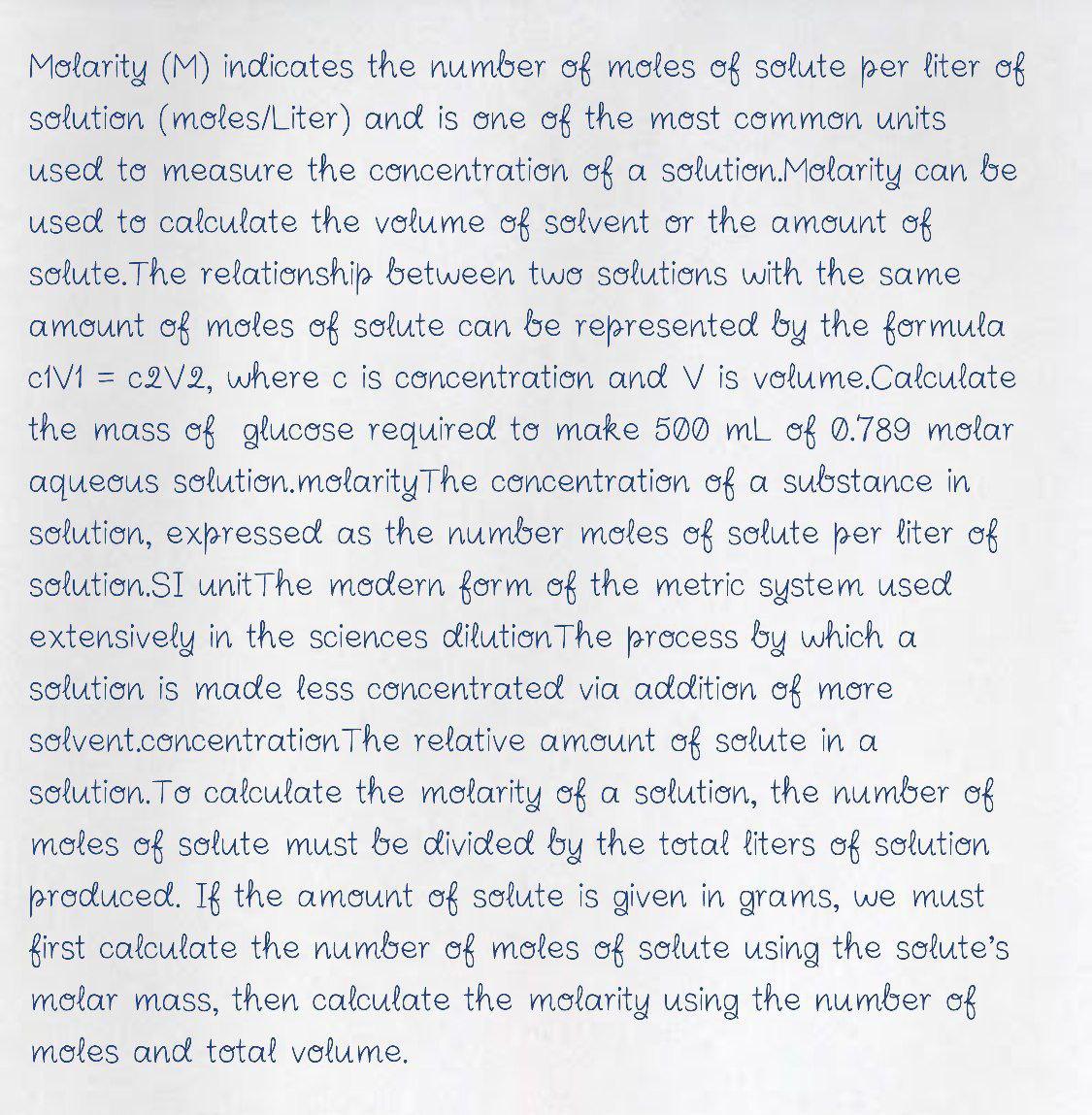 Solved Molarity (M) indicates the number of moles of solute | Chegg.com