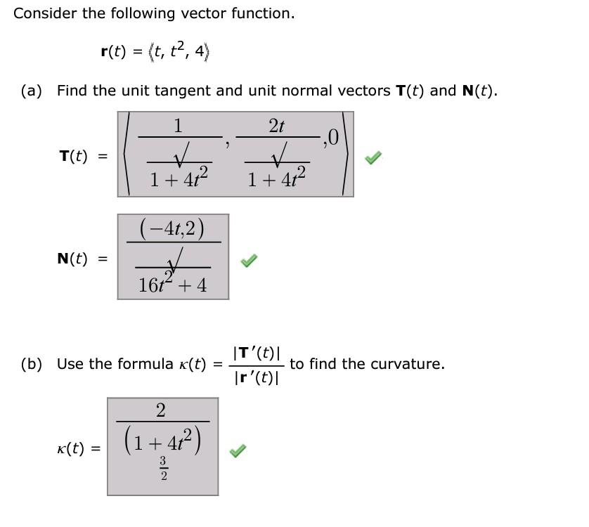 Solved Consider The Following Vector Function R T T T2 4