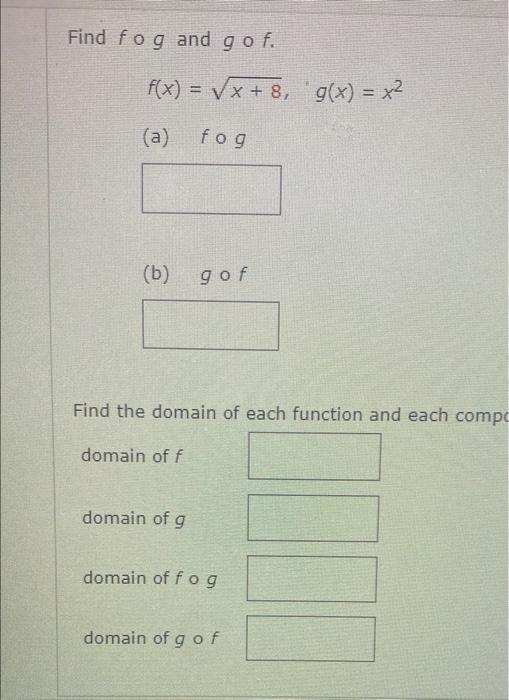 how to find domain of fog and gof