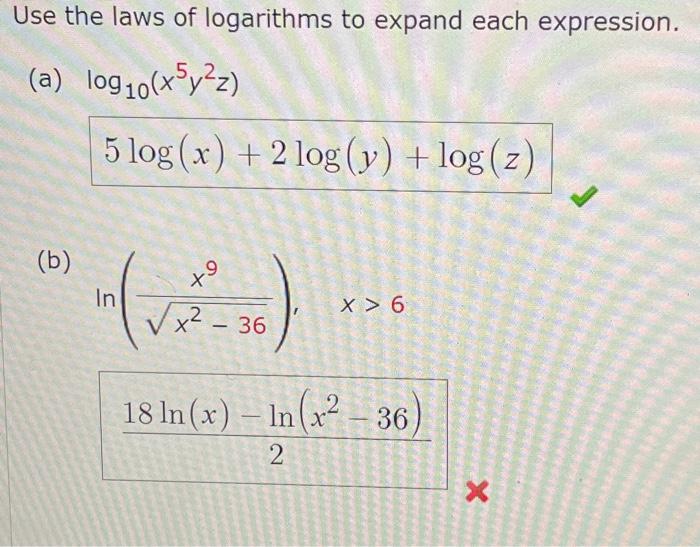 Solved Use The Laws Of Logarithms To Expand Each Expression. | Chegg.com