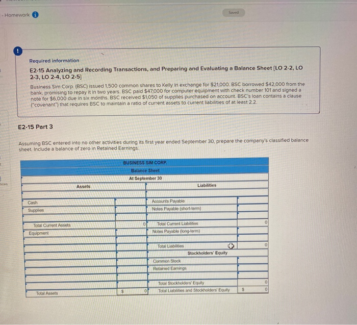 Solved - Homework Required information E2-15 Analyzing and | Chegg.com
