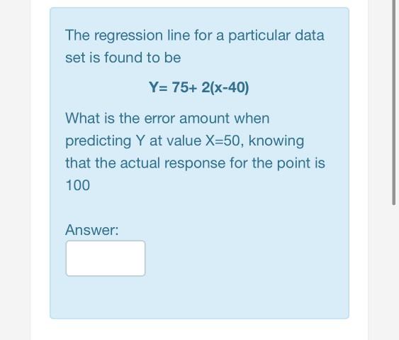 Solved The regression line for a particular data set is | Chegg.com
