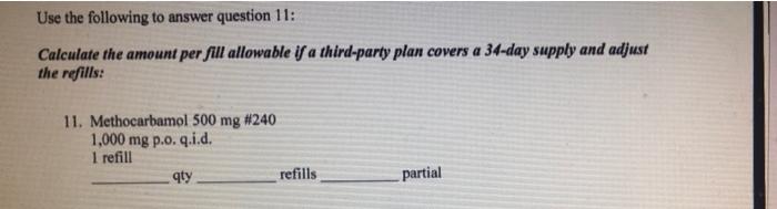 Solved Use the following to answer question 11: Calculate | Chegg.com