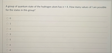 Solved A group of quantum state of the hydrogen atom has | Chegg.com