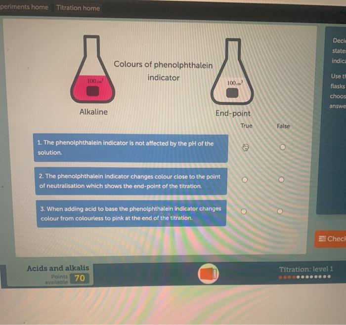 Solved periments home Titration home Decio statel indice | Chegg.com
