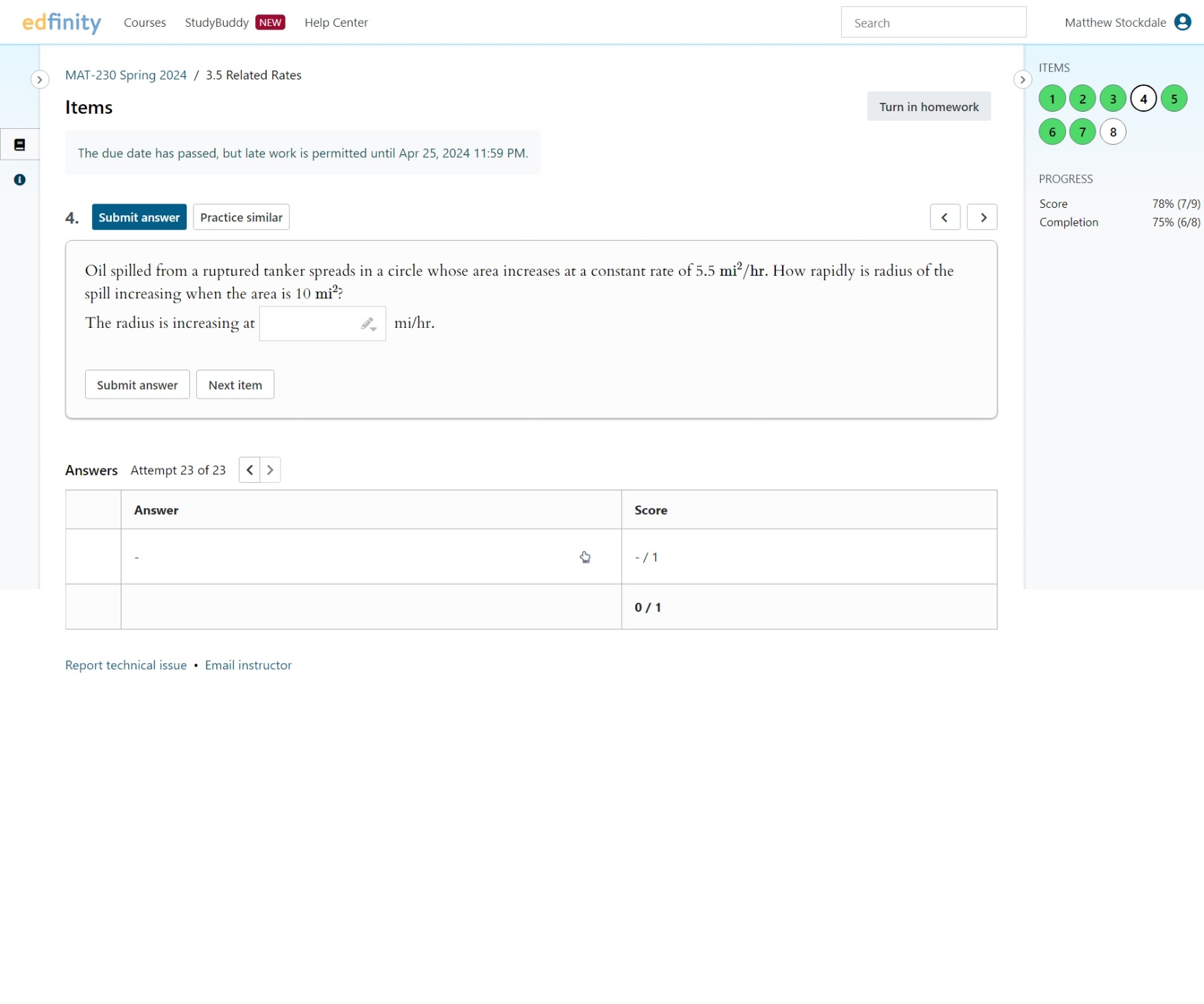Solved Oil spilled from a ruptured tanker spreads in a