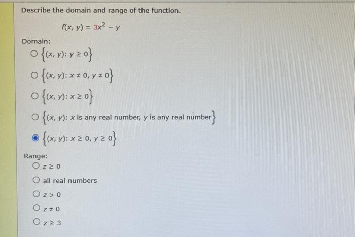 Solved Describe The Domain And Range Of The Function F x Chegg