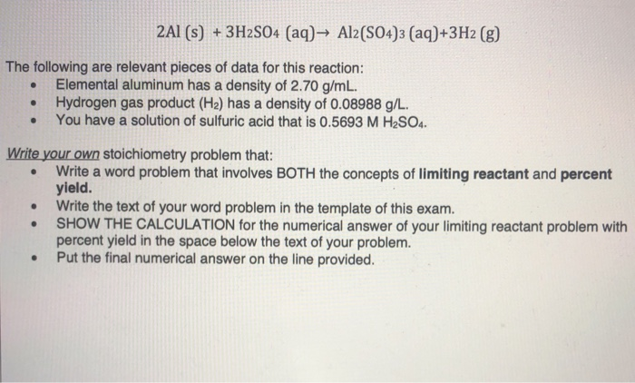 2al S 3h2so4 Aq Al2 So4 3 Aq 3h2 G The Chegg 