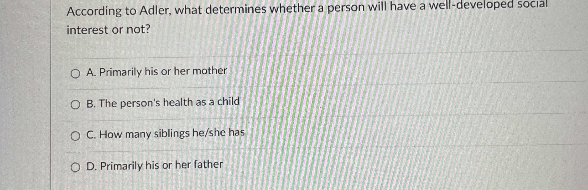 Solved According to Adler, what determines whether a person | Chegg.com