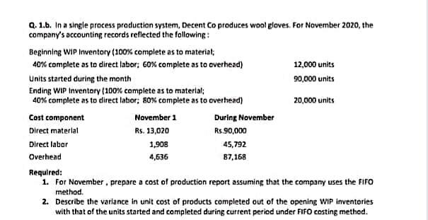 Solved Q.1.b. In a single process production system, Decent | Chegg.com