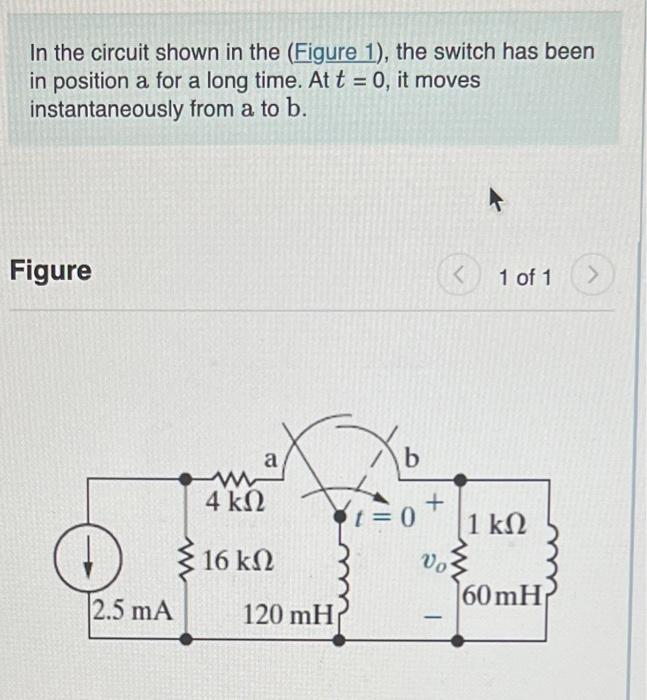 Solved In The Circuit Shown In The (Figure 1), The Switch | Chegg.com