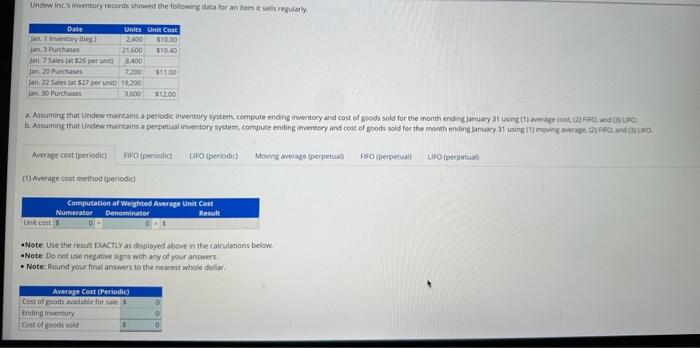Solved a. Assuming that Undew maintains a periodic inventory