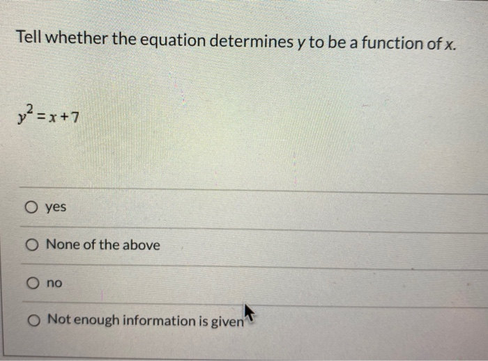 Solved Tell whether the equation determines y to be a | Chegg.com