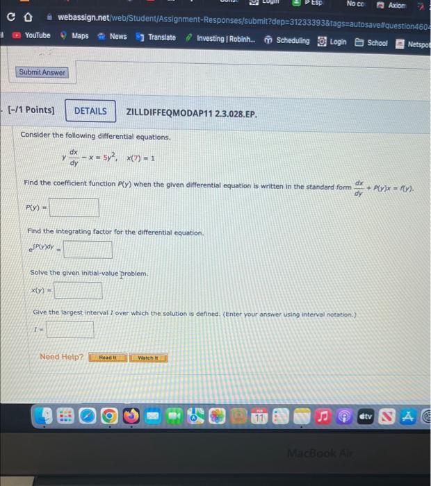 Solved Consider The Following Differential Equations. | Chegg.com