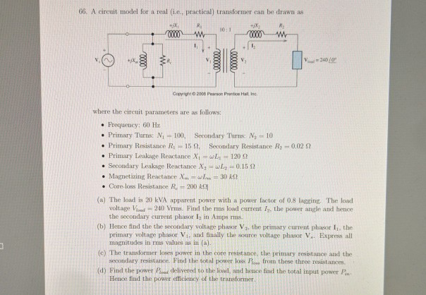 Solved 66. A circuit model for a real (i.e., practical) | Chegg.com