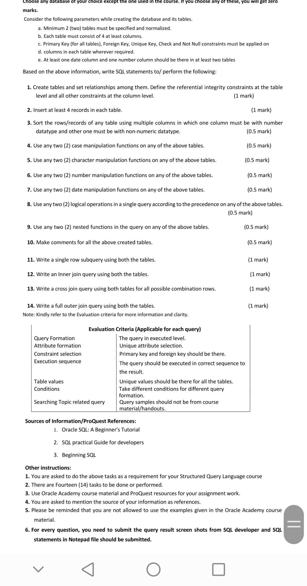 Solved 10. Make comments for all the above created tables. | Chegg.com